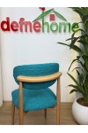 Bellona Boheems Model Sandalyeye Özel Ölçülü Tam Kalıp Kalın Jakar Turkuaz 6 Adet Sandalye Kılıfı