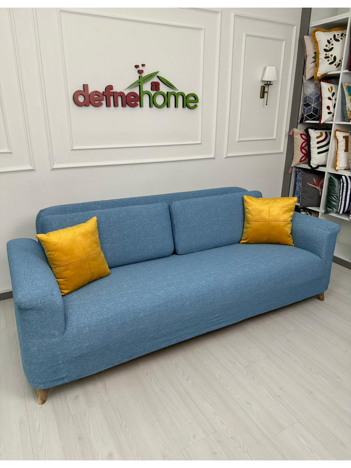 Bohem Lüks Döşemelik Mint Lastikli, Kaymayan 3-3-1-1 Takım Giydirme Koltuk Örtüsü