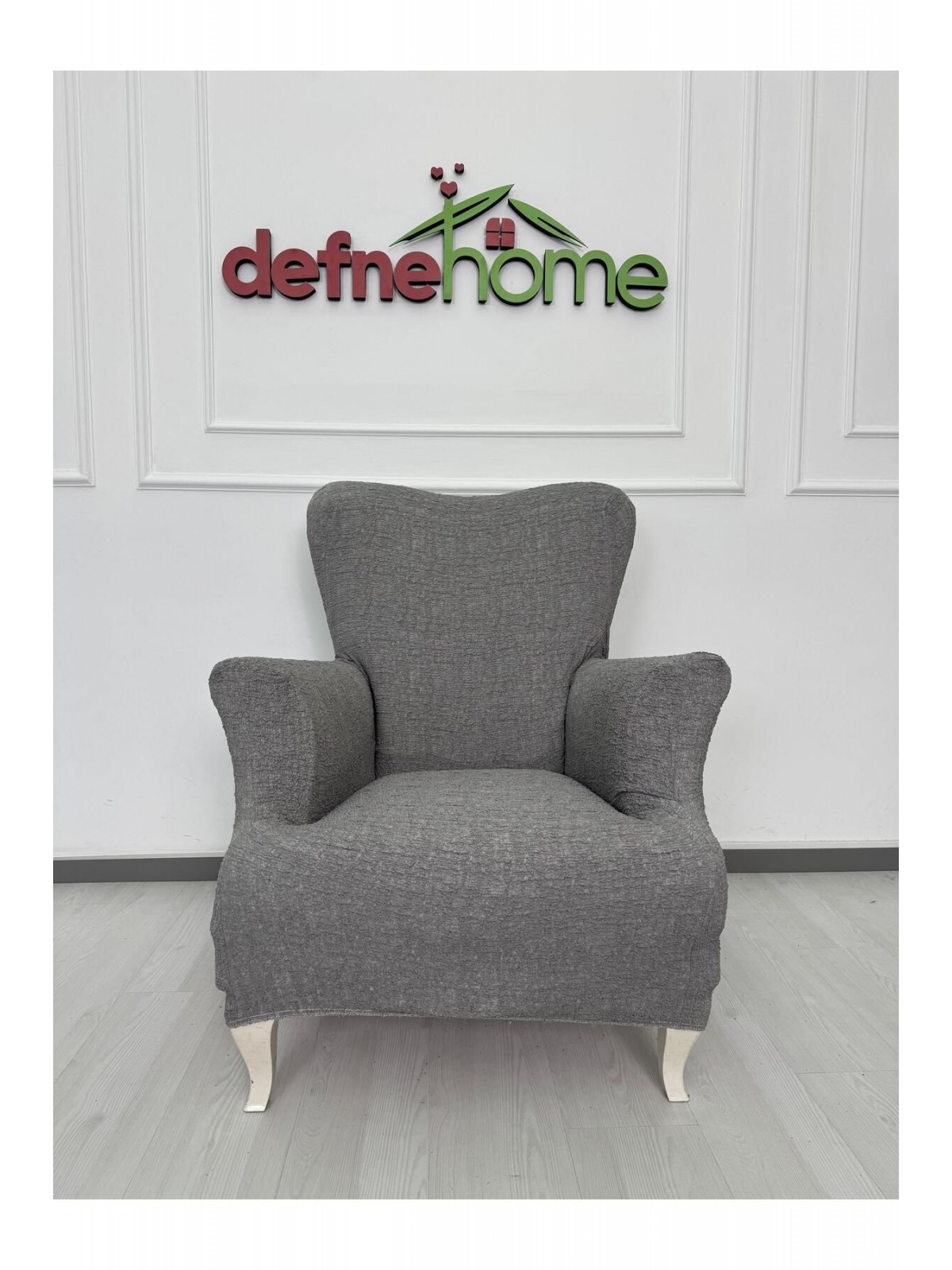 Döşemelik Kumaş Düz Keten Lastikli Kayma Yapmayan Tek Kişilik Berjer Koltuk Örtüsü 1+1