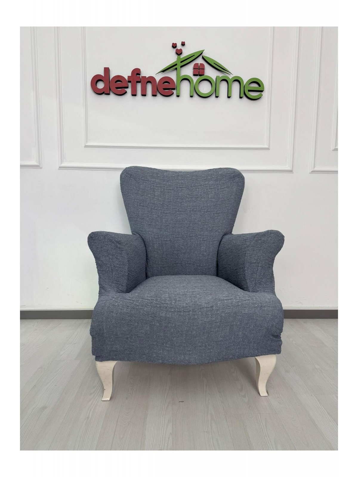 Döşemelik Kumaş Düz Keten Lastikli Kayma Yapmayan Tek Kişilik Berjer Koltuk Örtüsü 1+1