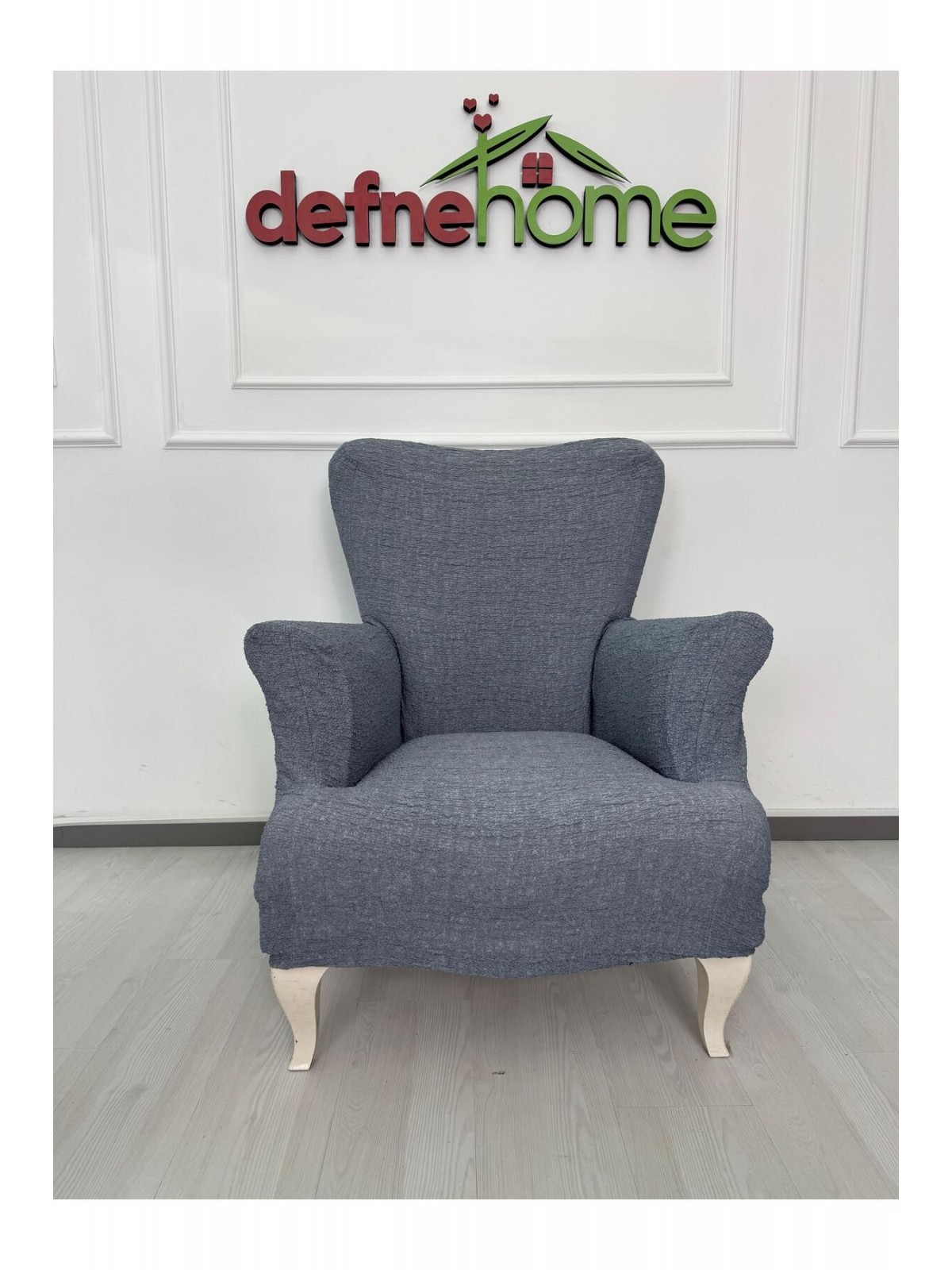 Döşemelik Kumaş Düz Keten Lastikli Kayma Yapmayan Tek Kişilik Berjer Koltuk Örtüsü 1+1